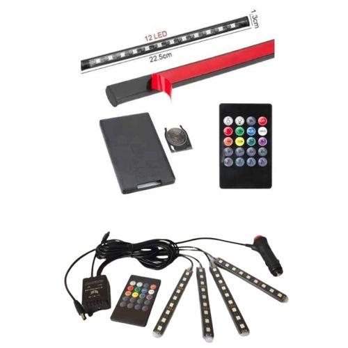 Rgb Işıklı Araç İçi Aydınlatma Kumandalı 12'li Led Işık Renk Değiştirebilen