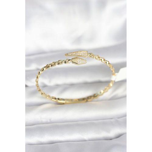 Yılan Model Pirinç Gold Renk Kadın Kelepçe Bileklik