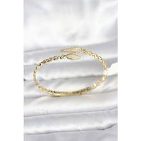 Yılan Model Pirinç Gold Renk Kadın Kelepçe Bileklik