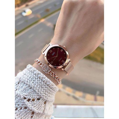 Q&Q Çelik Kordon 2 Yıl Garantili 3 Atm Suya Dayanıklı Kol Saati+Bileklik Hediyeli QQ.1001.R2