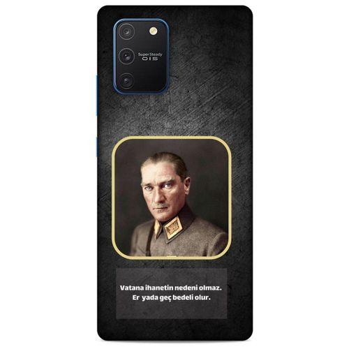 Samsung Galaxy S10 Lite Kılıf Atatürk (3) Kapak Antrasit