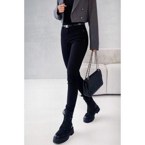 Kadın Yüksek Bel Cepli Kemersiz Kot Pantolon