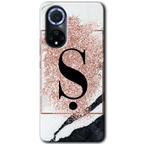 Huawei Nova 9 Kılıf HD Desen Baskılı Arka Kapak - Pembe Mermer Desenli Ş Harfi