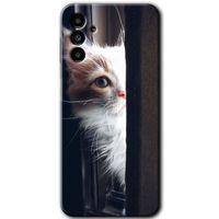 Samsung Galaxy M23 Kılıf HD Desen Baskılı Arka Kapak + Temperli Cam - Kedi Bakışı