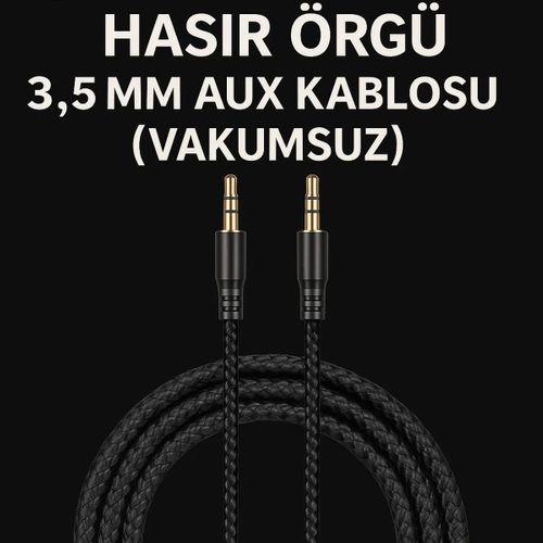 1.5 Metre Aux Kablo Hasır Örgü 3.5mm Aux Kablosu (Vakumsuz)