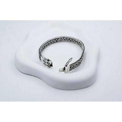 El Örmesi Papağan Kilitli Gümüş Erkek Bileklik