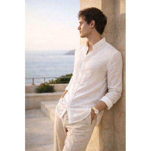 Bien Pamuk Keten Erkek Gömlek - Ekru