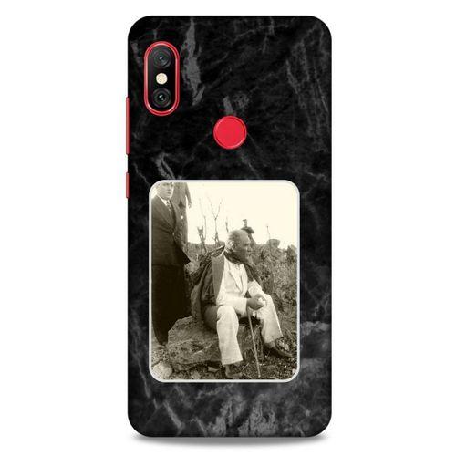 Xiaomi Redmi Note 6 Pro Kılıf Atatürk (29) Arka Koruma Kılıfı Siyah Mermer