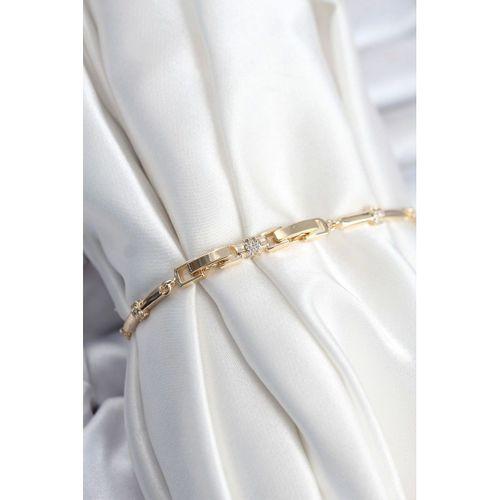 Pirinç VIP Seri Gold Renk Parçalı Model Zirkon Taşlı Kadın Bileklik