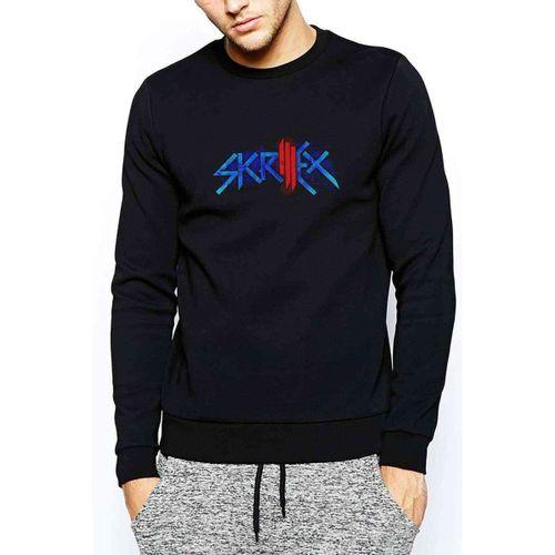 Skrillex Logo Baskılı Siyah Erkek Sweatshirt