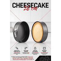 Kelepçeli Cheesecake Pandispanya Turta Kalıbı Kek Kalıbı Yapışmaz 26x6 cm Karbon Çelik Teflon Kaplama Yuvarlak 723426