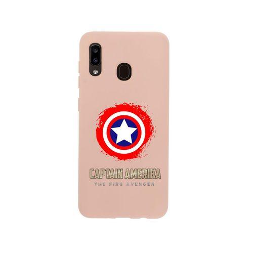 Samsung A30 Captain America Premium Silikonlu Pembe Telefon Kılıfı