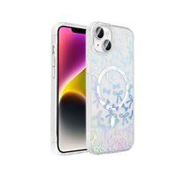 Apple iPhone 14 Kılıf M-Safe Şarj Özellikli Şeffaf Zore Folk Sert Kapak