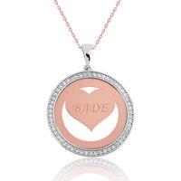Lucky Life 925 Ayar Gumuss  Rose Taşlı Kişiye Özel İsimli Kolye