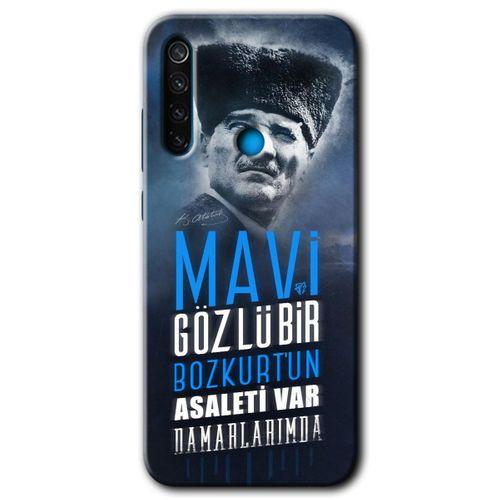 MRCİLETİSİM Xiaomi Redmi Note 8 Kılıf HD Desen Baskılı Arka Kapak + Temperli Cam - Bozkurt Göktürk