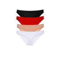 4 Adet Süper Eko Set Likralı Kadın Slip Külot Siyah Kırmızı Ten Beyaz