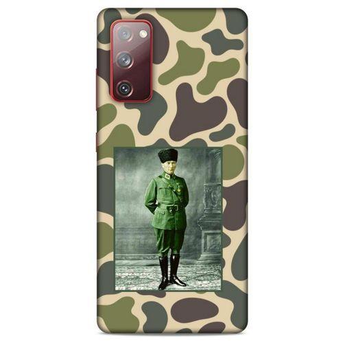 Samsung Galaxy S20 Fe Kılıf Atatürk (15) Antişok Kılıf Kamuflaj Kahverengi