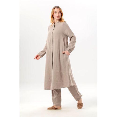 Uzun Kol Yaren Hakim Yaka Yazlık Müslin Tunik Taş Tas