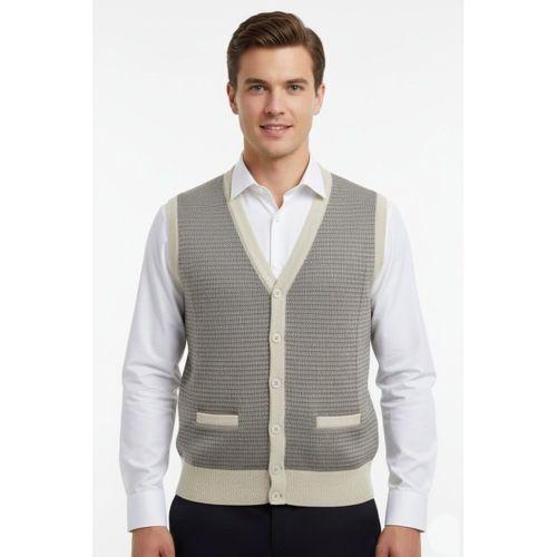 Erkek Düğmeli Yelek Cepli Çelik Örgü Klasik Kalıp BGL-ST04835