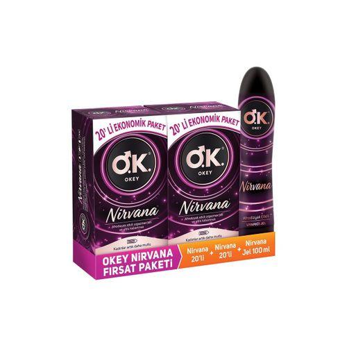Okey Nirvana Prezervatif 40'lı Nirvana Uyarıcı Jel 100 ml