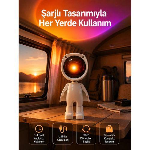 Gün Batımı Projektör Lamba Astronot Görünümlü Dekoratif Masa Lambası