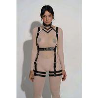 Şık Deri Body Harness, Tasma Ve Kemer Detaylı Harness  - Brf1301