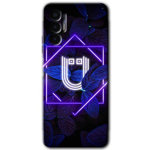 Tecno Pova 3 Kılıf HD Desen Baskılı Arka Kapak - Dark Neon Yaprak Ü Harfi