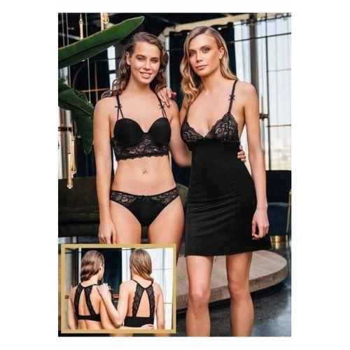 BÜŞRA İÇ GİYİM 1312 DESTEKLİ SÜTYEN KÜLOT KOMBİNEZON TAKIMSETİ ( 3 LÜ ) EMH