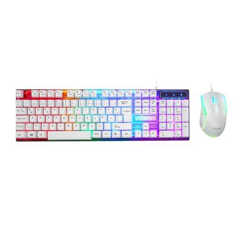USB Kablolu Oyuncu Klavye ve Mouse Seti - Beyaz RGB