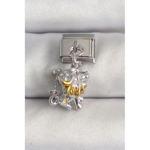 316L Çelik Gümüş Renk Sallantı Aslan Model Nomination Charm