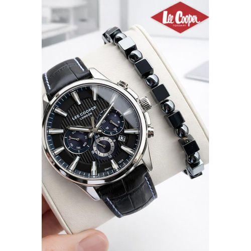 Lee Cooper Erkek Kol Saati 50 Mt Suya Dayanıklı Deri Kordon Bileklik Hediyeli VS.BLKT.0923