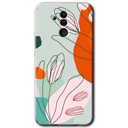 Huawei Mate 20 Lite Kılıf HD Desen Baskılı Arka Kapak - Vektör Çiçekler + Kırılmaz Cam