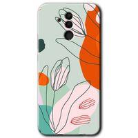 Huawei Mate 20 Lite Kılıf HD Desen Baskılı Arka Kapak - Vektör Çiçekler + Kırılmaz Cam