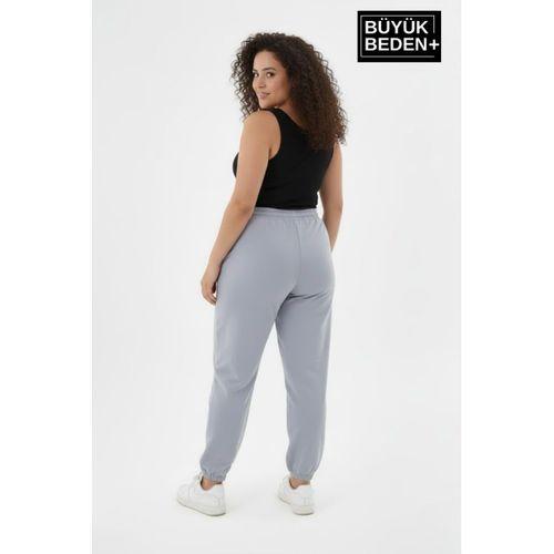 Kadın Büyük Beden Paça Lastikli İki İplik Rahat Kalıp ince Eşofman Altı SPR26BEAK951