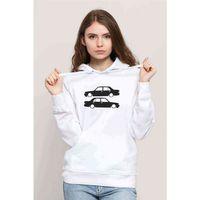 Şahin Baskılı Beyaz Kadın Kapşonlu Sweatshirt