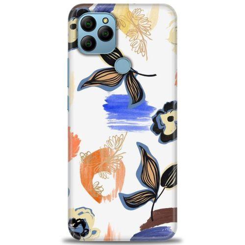 General Mobile GM 22 Kılıf HD Baskılı Kılıf - Mavi Yapraklar + Tam Ekran Koruyucu