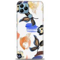 General Mobile GM 22 Kılıf HD Baskılı Kılıf - Mavi Yapraklar + Tam Ekran Koruyucu