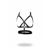 Siyah Kadın Kemer Deri Vücut Aksesuarı Çapraz Detaylı - Brf1294