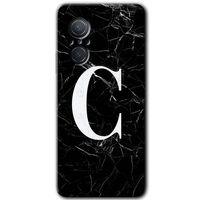 Huawei Nova 9 SE Kılıf HD Desen Baskılı Arka Kapak - Siyah Mermer Desenli C Harfi + Kırılmaz Cam