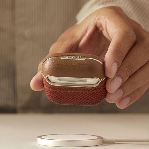 Apple Airpods 4 Kılıf Aramid Fiber Pitaka Tactile Woven Sunset-Moonrise Serisi Sunset Kapak