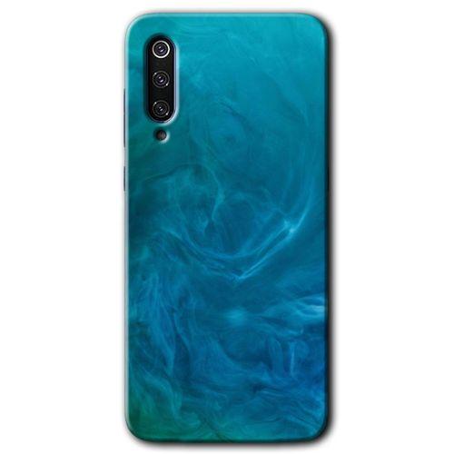 MRCİLETİSİM Xiaomi Mi 9 Kılıf HD Desen Baskılı Arka Kapak+Temperli Cam - Mavi Aura