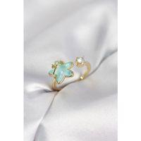 Gold Renk Turkuaz Yıldız Model Kadın Yüzük