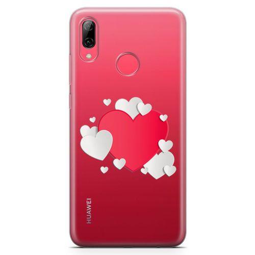 Huawei Y7 Prime 2019 Kılıf Üç Boyutlu Kalpler Arka Kapak Koruma Desenli Full Koruyucu