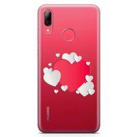 Huawei Y7 Prime 2019 Kılıf Üç Boyutlu Kalpler Arka Kapak Koruma Desenli Full Koruyucu