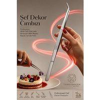 SUS 304 18/10 Paslanmaz Çelik 25 cm Eğik Uçlu Profesyonel Şef Dekor Cımbızı, Akvaryum Bitki Maşası, Hassas Cerrahi Pens 723449