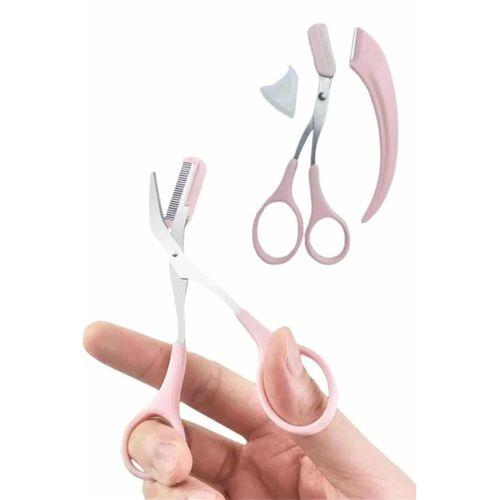 2'li Kaş Bakım Seti Taraklı Kaş Makası Ve Kaş Usturası Kaş Şekillendirici