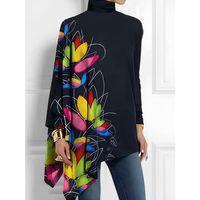 Kadın Uzun Kollu Balıkçı Yaka Asimetrik Kesim Mikro Bluz