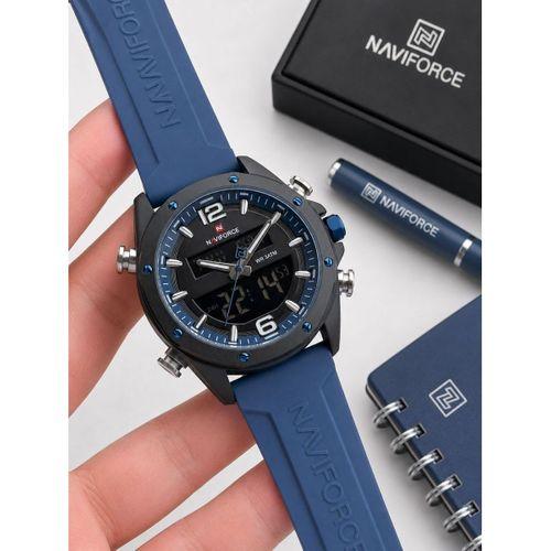 Naviforce Silokon Kordon Dijital & Analoğ Mekanizma Bileklik Hediyeli 3 ATM Erkek Kol Saati NF9264.2