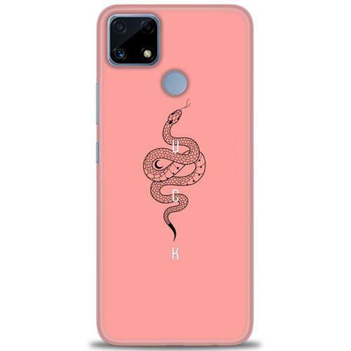 Realme C25 Kılıf HD Baskılı Kılıf - Pembe Yılan + Tam Ekran Koruyucu