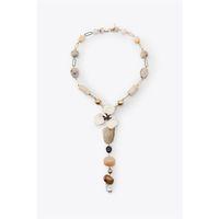 Taşlı Çiçek Kolye - Altın